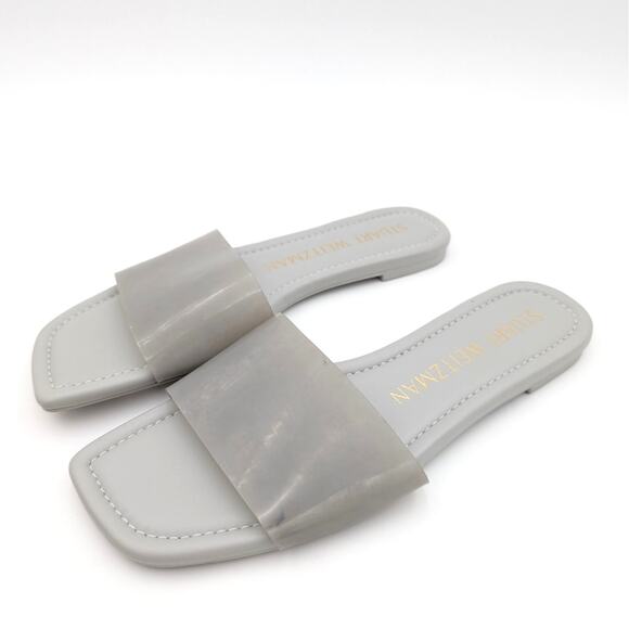 Stuart Weitzman Summer Flat Sandals Slip-On Women's Gray Size US7.5B EU38 - Picture 1 of 12